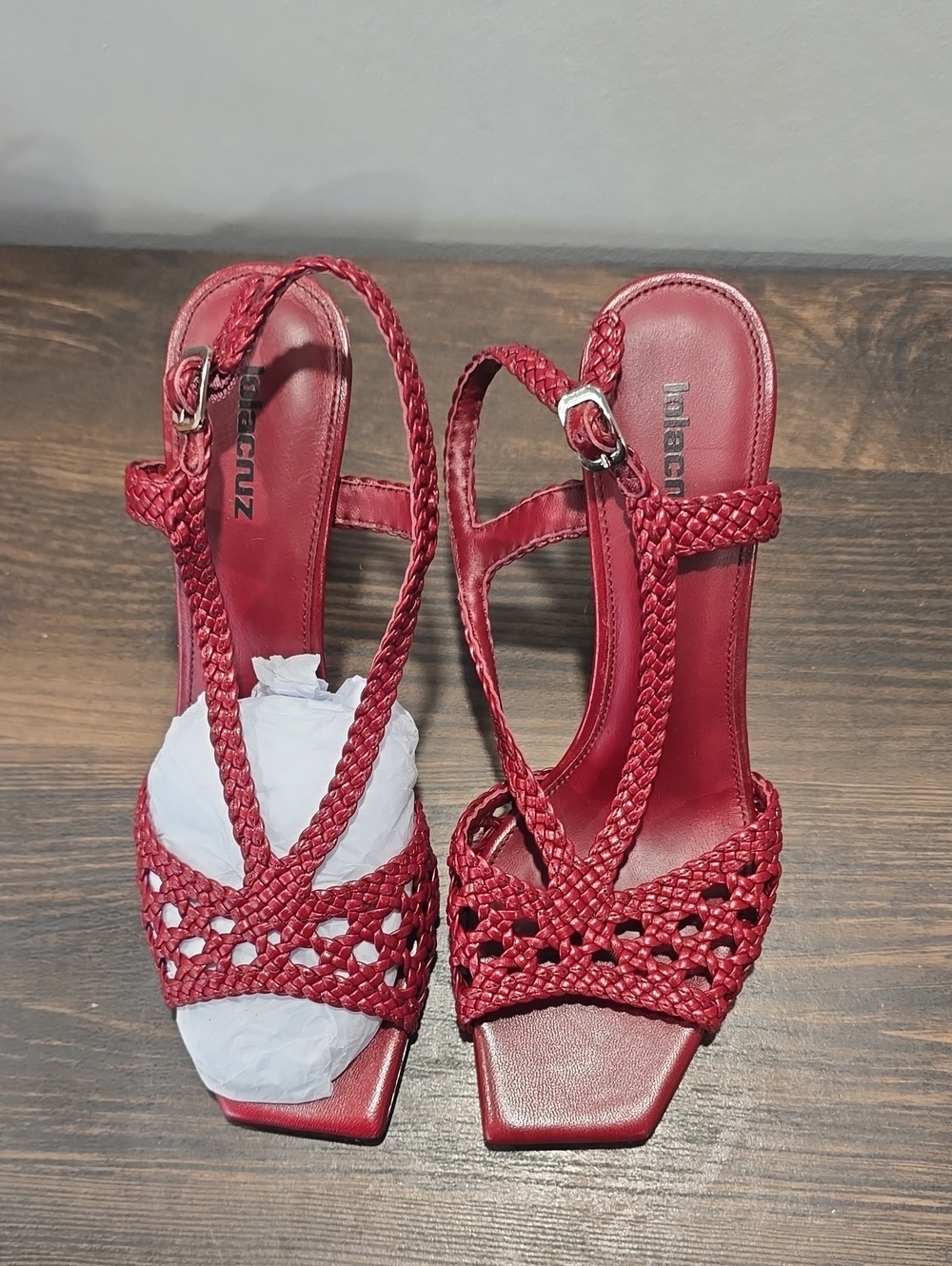 Red Braided Slingback Heels